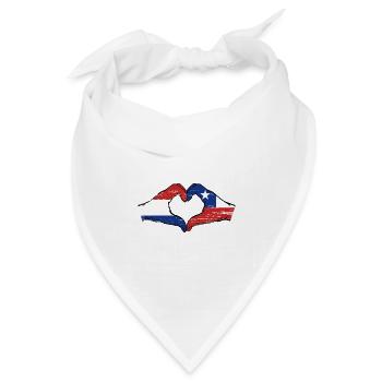 Holland Chile Flagge Hände Herzform used - Bandana Dreieckstuch - Weiß - Vorne
