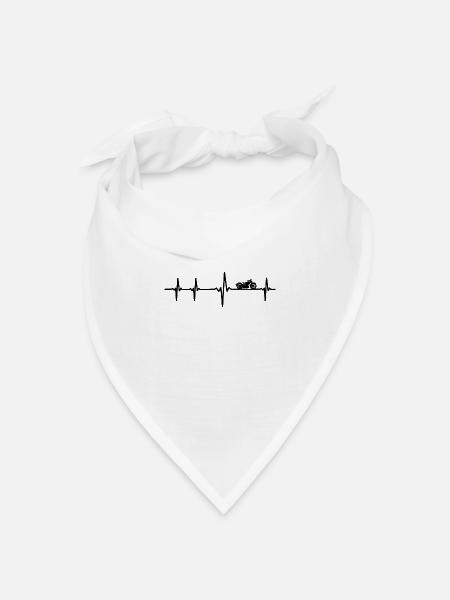Herzschlag Motorrad - EKG Linie Chopper schwarz - Bandana Dreieckstuch - Weiß