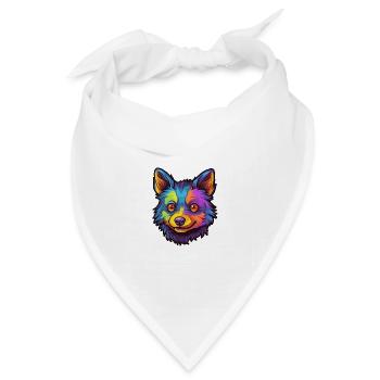 Schipperke Hunderasse Cartoon Kawaii Illustration - Bandana Dreieckstuch - Weiß - Vorne