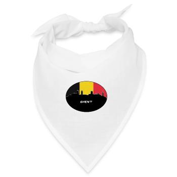 Gent Belgien Flagge Skyline Silhouette Reisen - Bandana Dreieckstuch - Weiß - Vorne