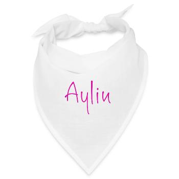 Aylin NeonPink Schriftzug - Bandana Dreieckstuch - Weiß - Vorne