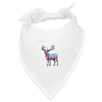 Karibu buntes Aquarell Cartoon Kawaii Tier - Bandana Dreieckstuch - Weiß - Vorne