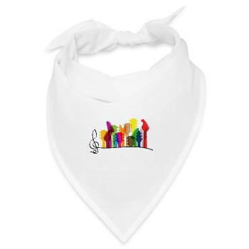 Farbige Gitarre mit Musikleiste, Regenbogen - Bandana Dreieckstuch - Weiß - Vorne