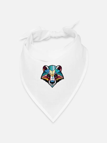 Dachs Buntes Aquarell Tier Haustier Illustration - Bandana Dreieckstuch - Weiß