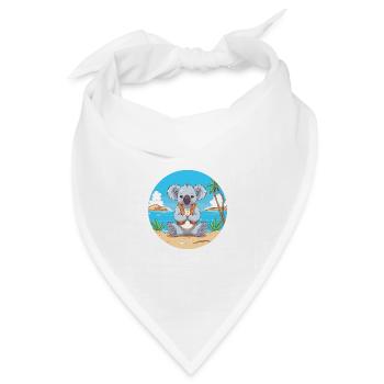 Koala-Karikatur-Yoga-Strand-Sommer-Illustration - Bandana Dreieckstuch - Weiß - Vorne