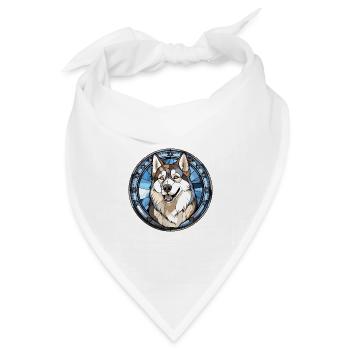 Siberian Huskie Hunderasse Aquarellglas - Bandana Dreieckstuch - Weiß - Vorne