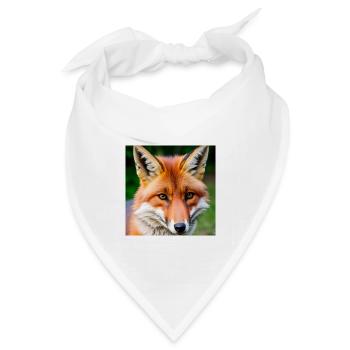 Blattfuchs mit durchdringendem Blick - Bandana Dreieckstuch - Weiß - Vorne