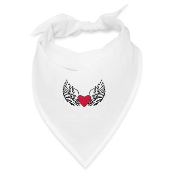 Herz und Flügel - Bandana Dreieckstuch - Weiß - Vorne
