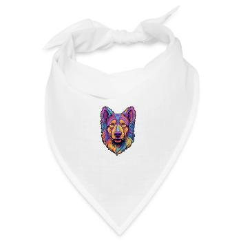 Böhmischer Schäferhund Rasse Cartoon Kawaii Illustration - Bandana Dreieckstuch - Weiß - Vorne