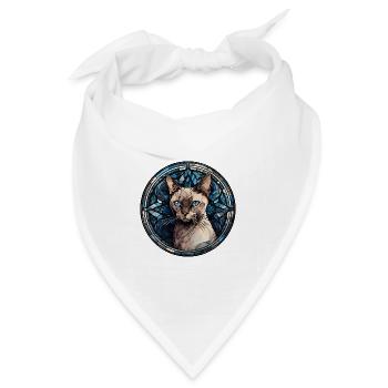 Burma-Katzenrasse Aquarellglas - Bandana Dreieckstuch - Weiß - Vorne