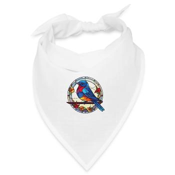 Blauer Vogel Bunte Aquarell-Tierillustration - Bandana Dreieckstuch - Weiß - Vorne