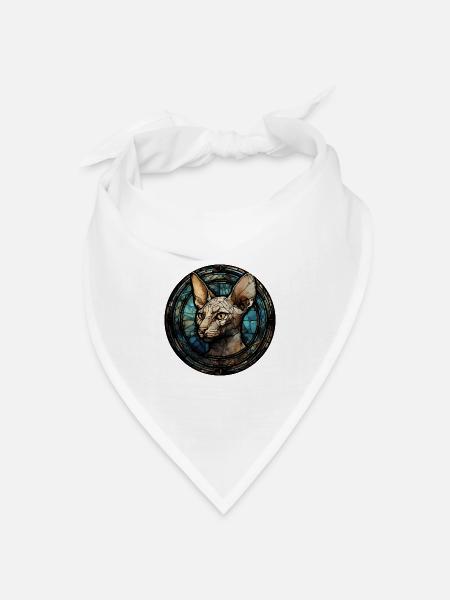 Peterbald Katzenrasse Aquarellglas - Bandana Dreieckstuch - Weiß