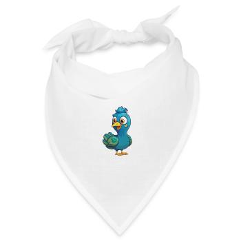 Pfauenkarikatur Kawaii Aquarellillustration - Bandana Dreieckstuch - Weiß - Vorne