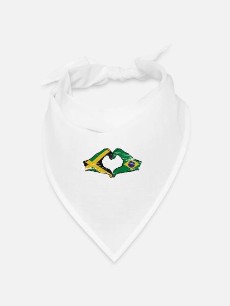 Jamaika Brasilien Hände Herzform used - Bandana Dreieckstuch - Weiß