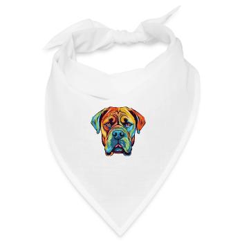 Boerboel Hunderasse Aquarell Karikatur Kawaii Farbe - Bandana Dreieckstuch - Weiß - Vorne