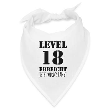 LEVEL 18 ERREICHT - Black Edition 18. Geburtstag - Bandana Dreieckstuch - Weiß - Vorne