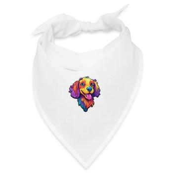 Stichelhaar Hunderasse Cartoon Kawaii Illustration - Bandana Dreieckstuch - Weiß - Vorne