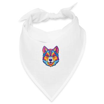 Shikoku Hunderasse Cartoon Kawaii Illustration - Bandana Dreieckstuch - Weiß - Vorne
