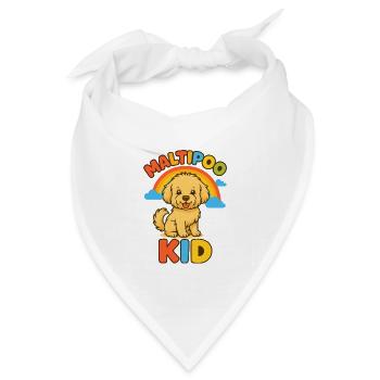 Maltipoo Kid – Bunter Regenbogen - Bandana Dreieckstuch - Weiß - Vorne