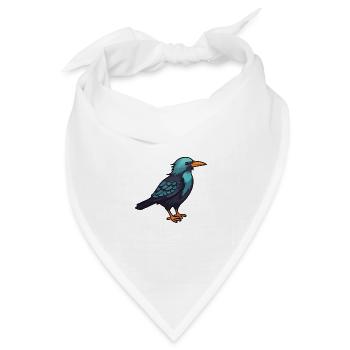 Starenkarikatur Kawaii Aquarellillustration - Bandana Dreieckstuch - Weiß - Vorne