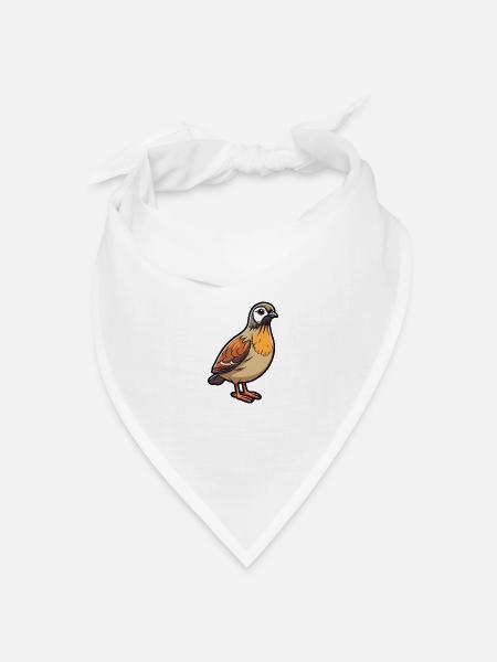 Wachtelkarikatur Kawaii Aquarellillustration - Bandana Dreieckstuch - Weiß