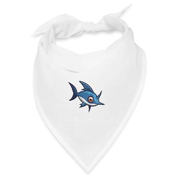 Schwertfisch-Karikatur-Kawaii-Aquarell-Illustration - Bandana Dreieckstuch - Weiß - Vorne