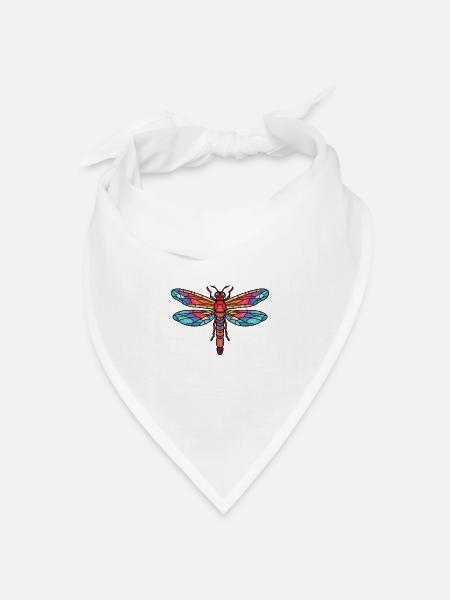 Libelle Bunte Aquarell-Tierillustration - Bandana Dreieckstuch - Weiß