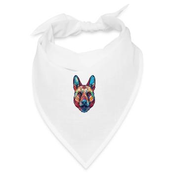 Schäferhund Kugel Hund Buntes Aquarell Tier - Bandana Dreieckstuch - Weiß - Vorne