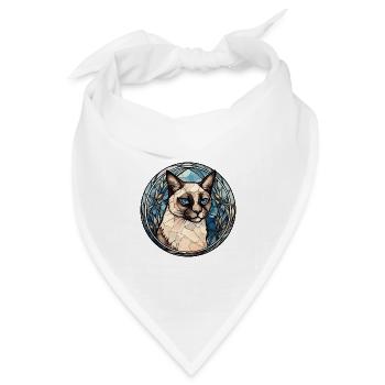 Schneeschuh-Katzenrasse Aquarell-Glasmalerei - Bandana Dreieckstuch - Weiß - Vorne
