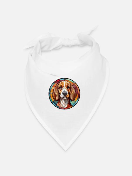 Beagle Hunderasse Aquarellglas - Bandana Dreieckstuch - Weiß