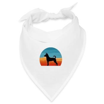 Decker Rat Terrier Hund Silhouette Retro Sonnenuntergang - Bandana Dreieckstuch - Weiß - Vorne