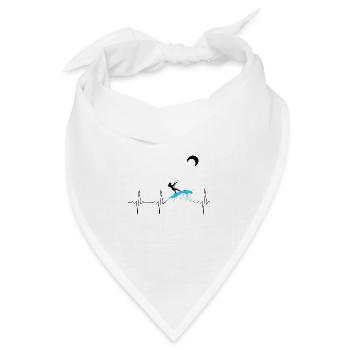 Herzschlag Kitesurferin - Schwarze EKG Linie - Bandana Dreieckstuch - Weiß - Vorne