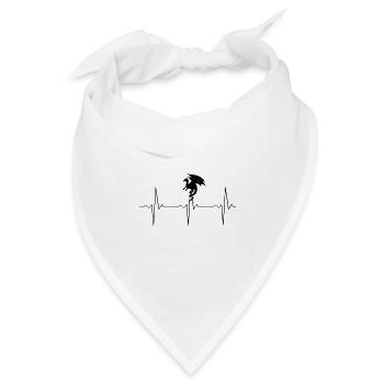 Drachen Heartbeat - Schwarze Herzlinie mit Drache - Bandana Dreieckstuch - Weiß - Vorne