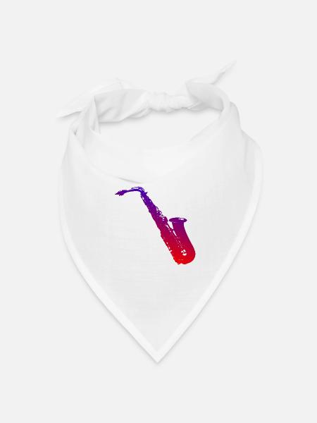 Saxophon - Bandana Dreieckstuch - Weiß