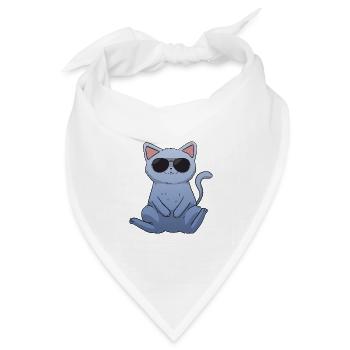 Cool Cat Sunglasses Katze Sonnenbrille - Bandana Dreieckstuch - Weiß - Vorne