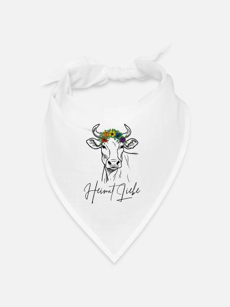Kuh Heimat Liebe - Bandana Dreieckstuch - Weiß