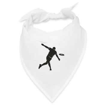 Discgolf Spieler Silhouette Disc Golf Discgolfer - Bandana Dreieckstuch - Weiß - Vorne