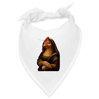 Mona Lisa als Huhn - Bandana Dreieckstuch - Weiß - Vorne