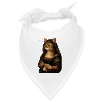 Mona Lisa als Katze - Bandana Dreieckstuch - Weiß - Vorne