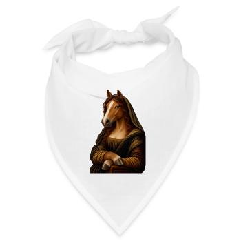 Mona Lisa als Pferd - Bandana Dreieckstuch - Weiß - Vorne