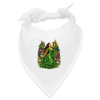 Grüner Blumengarten Göttin - Bandana Dreieckstuch - Weiß - Vorne