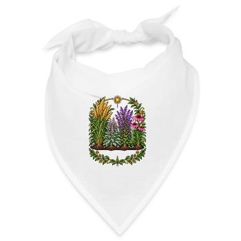 Pflanzenkranz im Sonnenkreis - Bandana Dreieckstuch - Weiß - Vorne