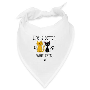 Lustiger Katzen Spruch für Katzenliebhaber - Bandana Dreieckstuch - Weiß - Vorne