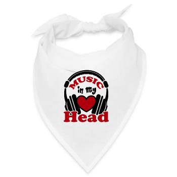 Music in my Head Kopfhörer Headphone DJ Herz  - Bandana Dreieckstuch - Weiß - Vorne