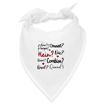 Französische Fragepronomen - Bandana Dreieckstuch - Weiß - Vorne