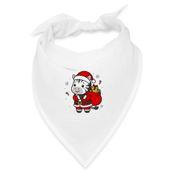 Süßer Kawaii Zebra Santa Weihnachtsgeschenksack - Bandana Dreieckstuch - Weiß - Vorne