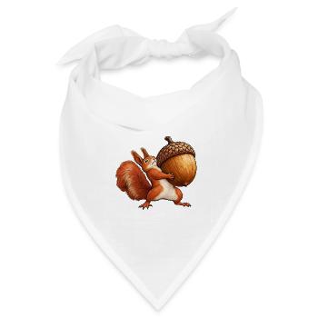 Rotes Eichhörnchen mit einer riesigen Eichel - Bandana Dreieckstuch - Weiß - Vorne