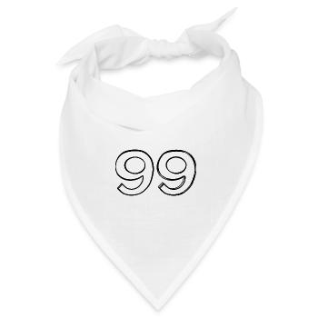 Zahl 99 handgezeichnet - Bandana Dreieckstuch - Weiß - Vorne