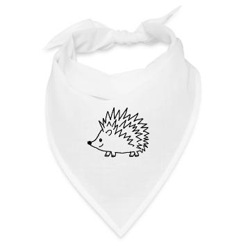 Handgezeichneter Igel – Niedlicher Doodle-Stil - Bandana Dreieckstuch - Weiß - Vorne