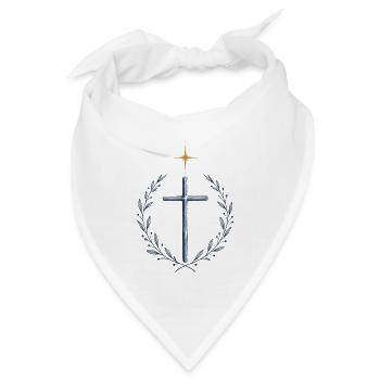 Kreuzkranz mit Sternenkrone - Bandana Dreieckstuch - Weiß - Vorne